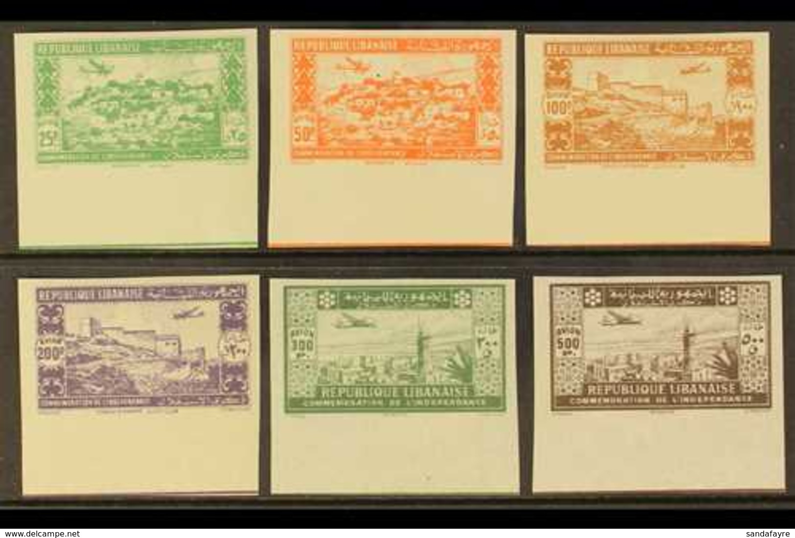 LEBANON  1943 Air Second Anniv Of Independence Anniv Complete IMPERF Set (Yvert 85/90, SG 269/74), Never Hinged Mint Mat - Autres & Non Classés