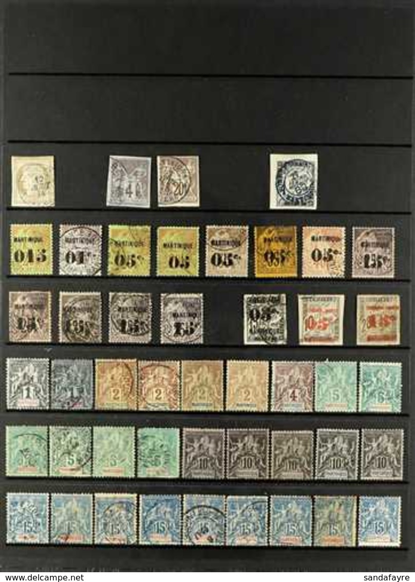 MARTINIQUE  1874-1906 USED RANGES On Stock Pages, Includes Several French Colonies Used In, Various Surcharges, Tablet T - Autres & Non Classés