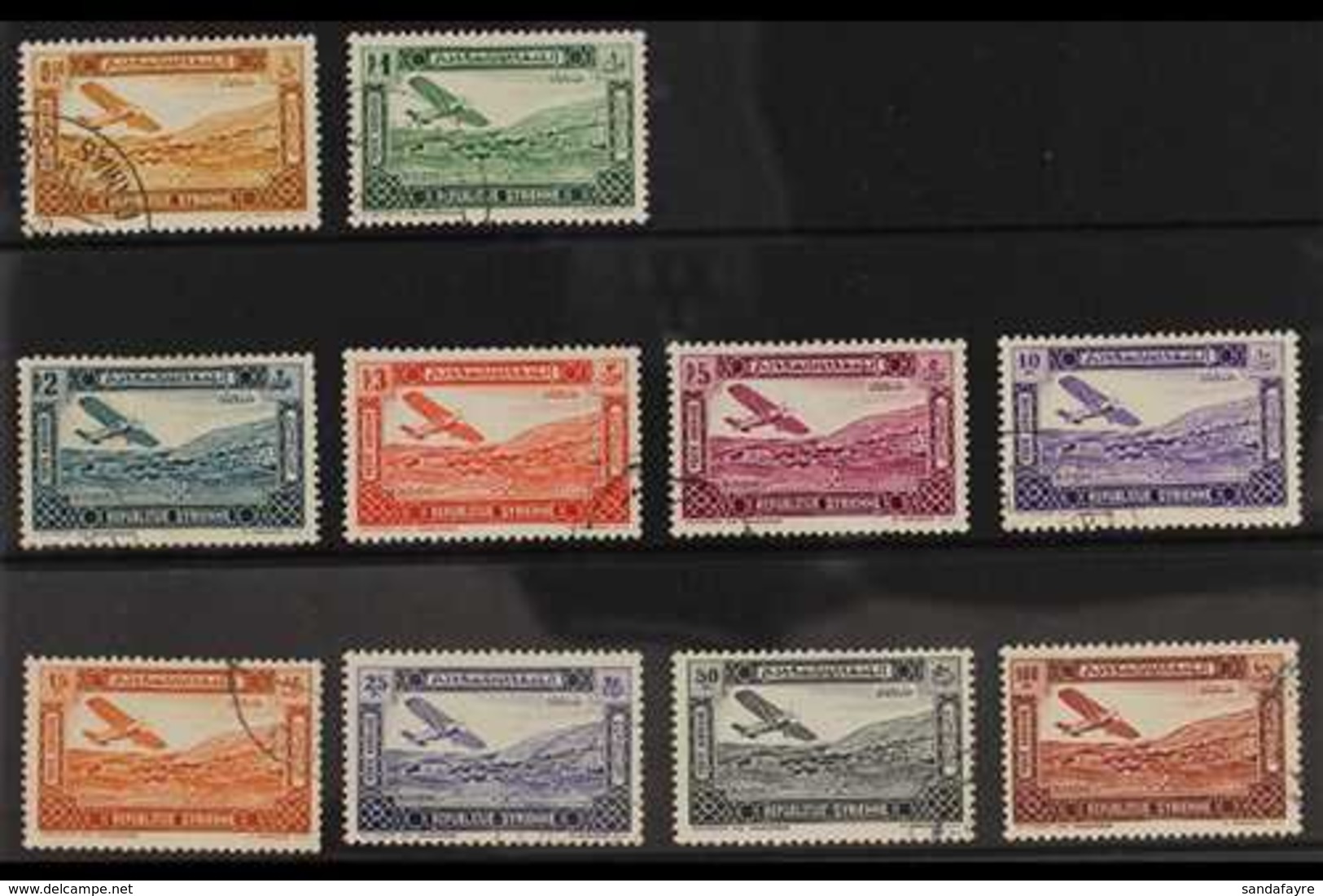 SYRIA  1934 Air Post Set (Farman F.190 Over Bloudan), Yv 60/69, SG 290/299, Very Fine Used (10 Stamps) For More Images,  - Andere & Zonder Classificatie