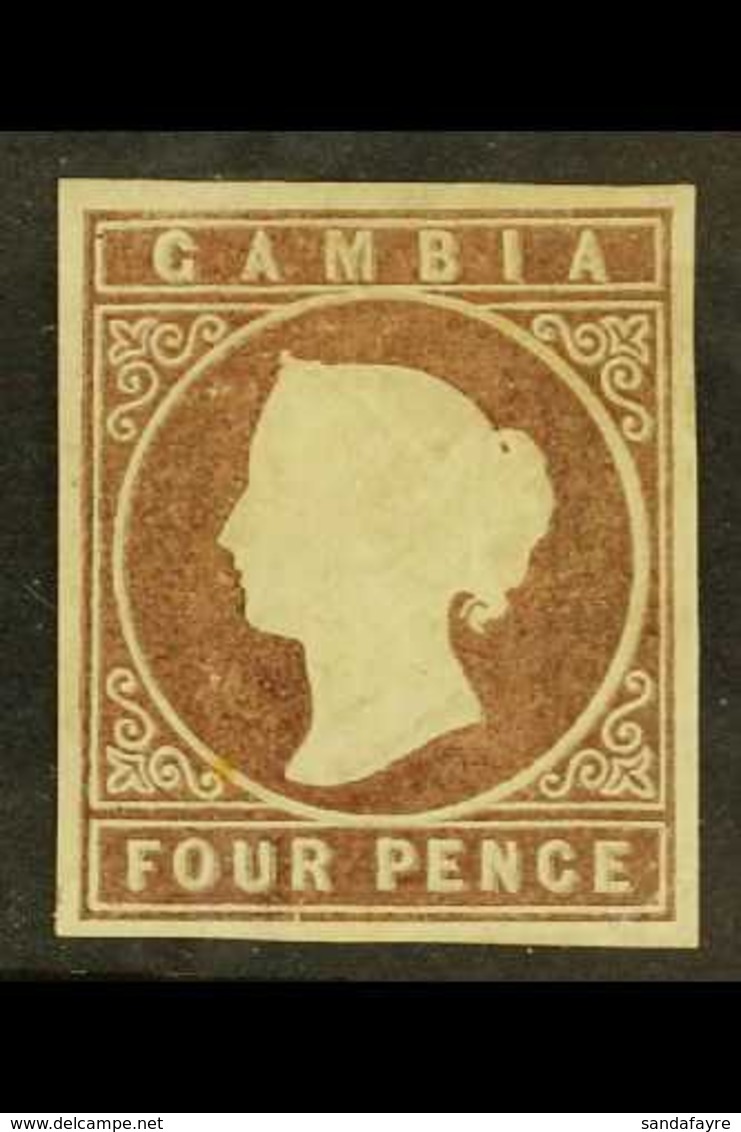 1869  4d Pale Brown No Wmk, SG 2, Mint Part OG With 4 Good Neat Margins. For More Images, Please Visit Http://www.sandaf - Gambia (...-1964)