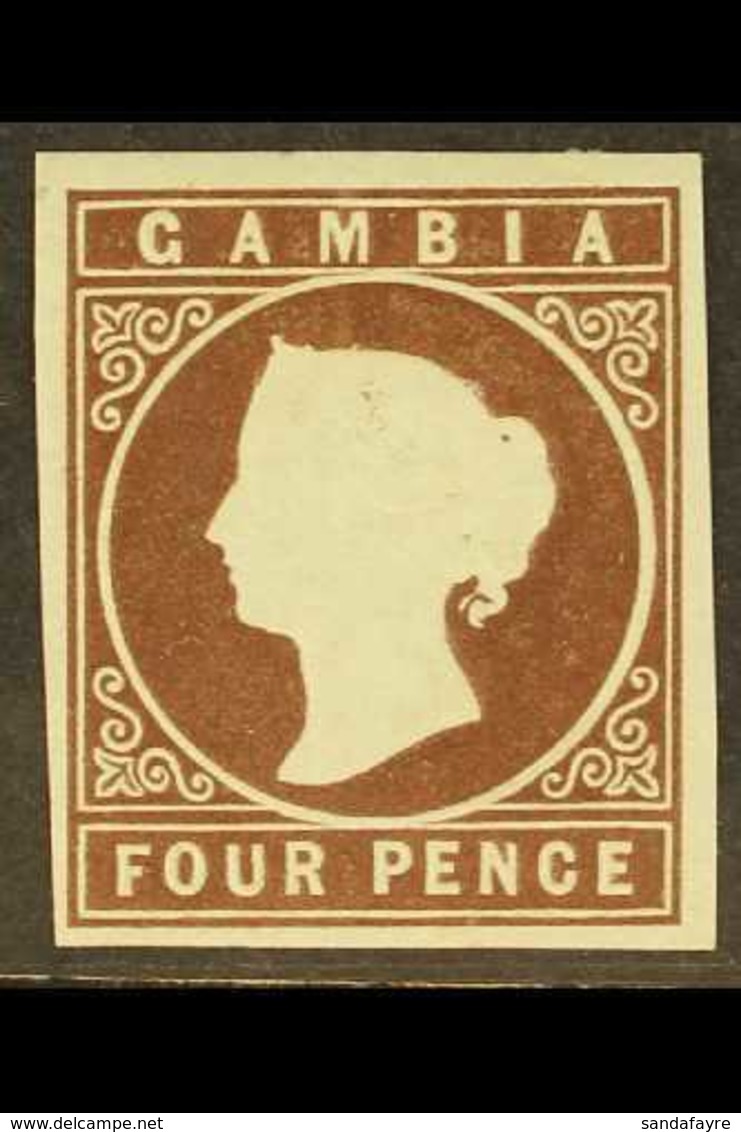 1874  4d Brown, SG5, Showing Sheet Marginal Letter "C" Watermark , Fine Mint With Four Good Margins. For More Images, Pl - Gambia (...-1964)