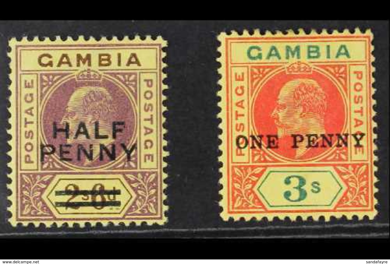 1906  ½d And 1d Surcharge Pair, SG 69/70, Very Fine Mint. (2 Stamps) For More Images, Please Visit Http://www.sandafayre - Gambie (...-1964)