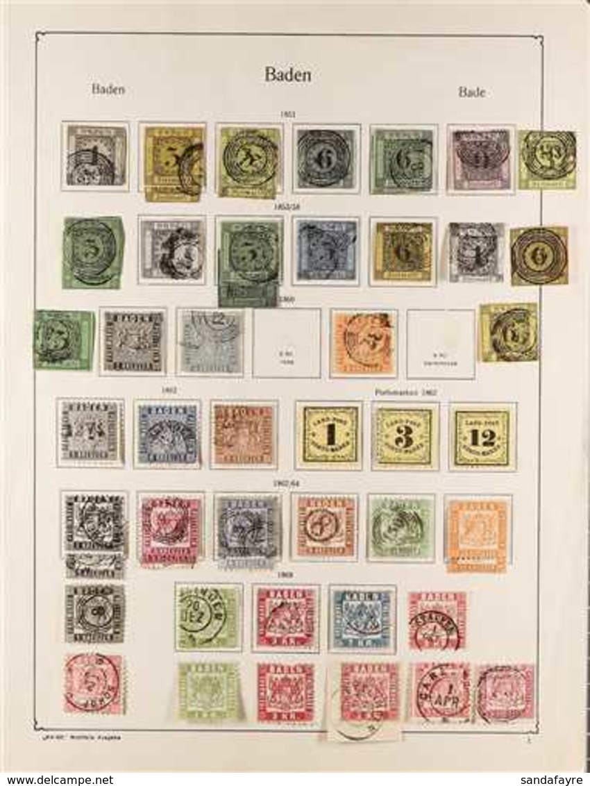 BADEN  1851 - 1868 Extensive Mint And Used Collection With Much Above Average Condition And Including 1851 Set Including - Autres & Non Classés
