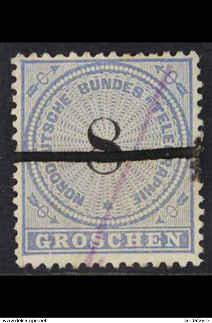 NORTH GERMAN CONFEDERATION  TELEGRAPH STAMP 1869 8gr Black & Ultramarine, Michel 6, Fine Used With Pen Cancel, Scarce. F - Andere & Zonder Classificatie