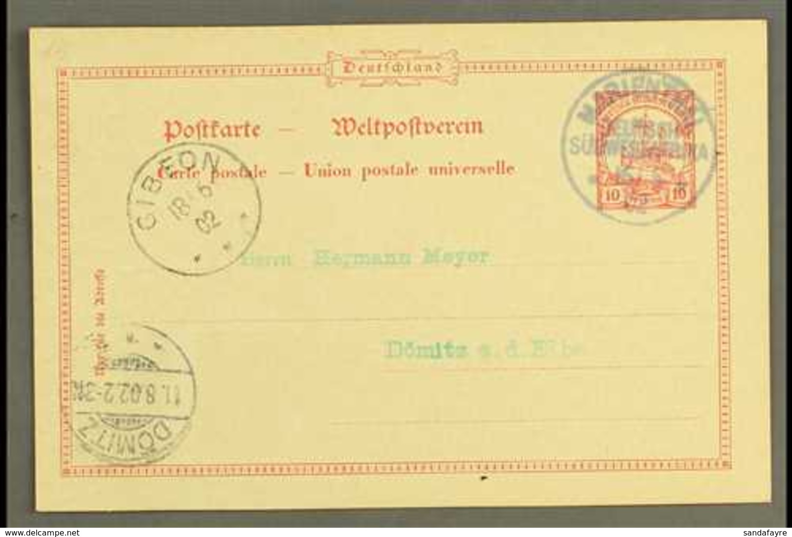 SOUTH WEST AFRICA  1902 (16 Jun) 10pf Yacht Postal Stationery Card To Germany Cancelled By Fine "MARIENTAL" Cds Postmark - Andere & Zonder Classificatie