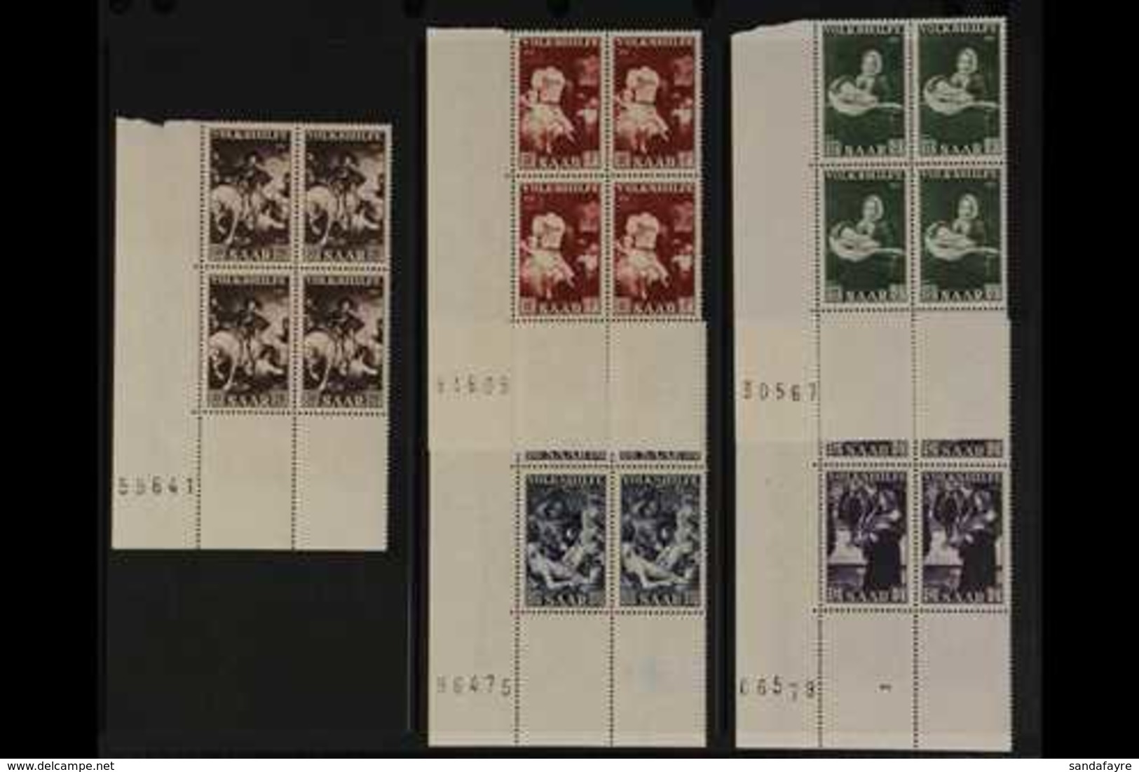 1951  Relief Fund Set (Mi 309/13) In Matching CORNER BLOCKS OF FOUR, Very Fine Mint, The Two Lower Stamps In Each Block  - Otros & Sin Clasificación