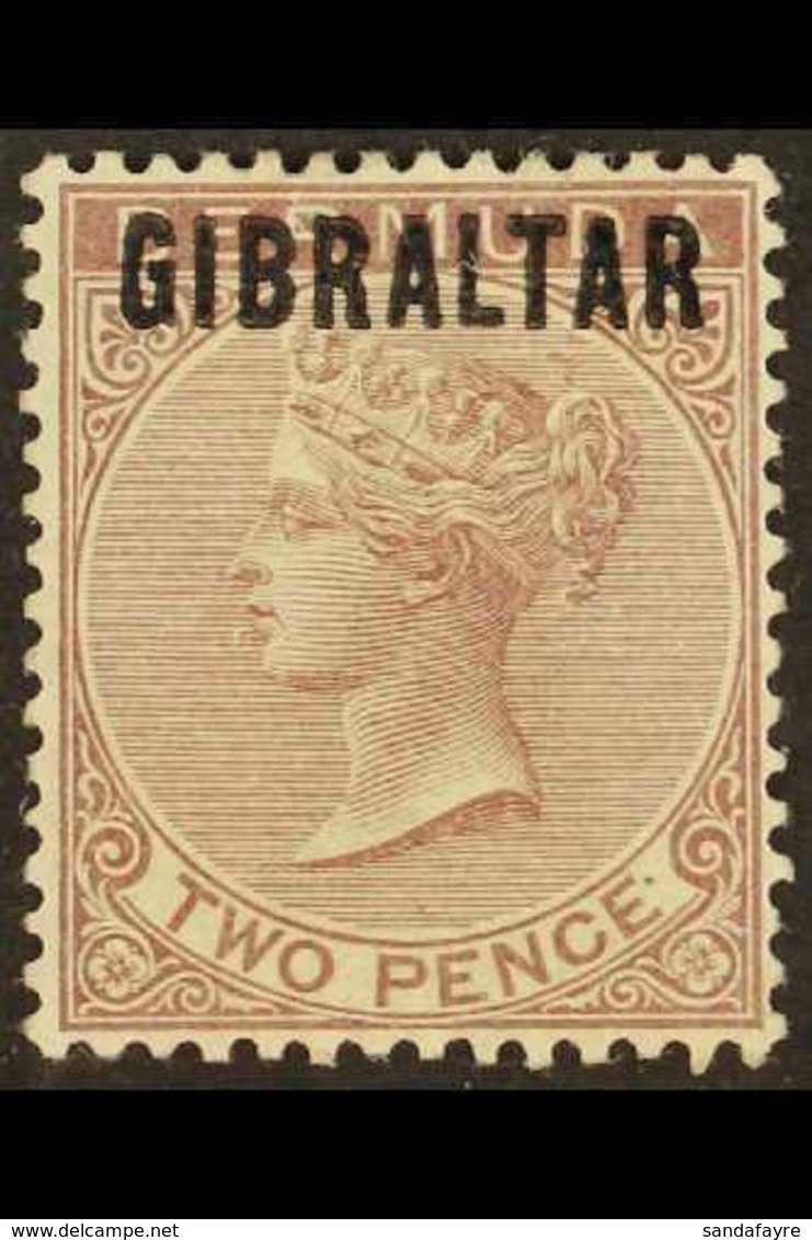 1886  2d Purple Brown, SG 3, Very Fine Mint For More Images, Please Visit Http://www.sandafayre.com/itemdetails.aspx?s=6 - Gibraltar