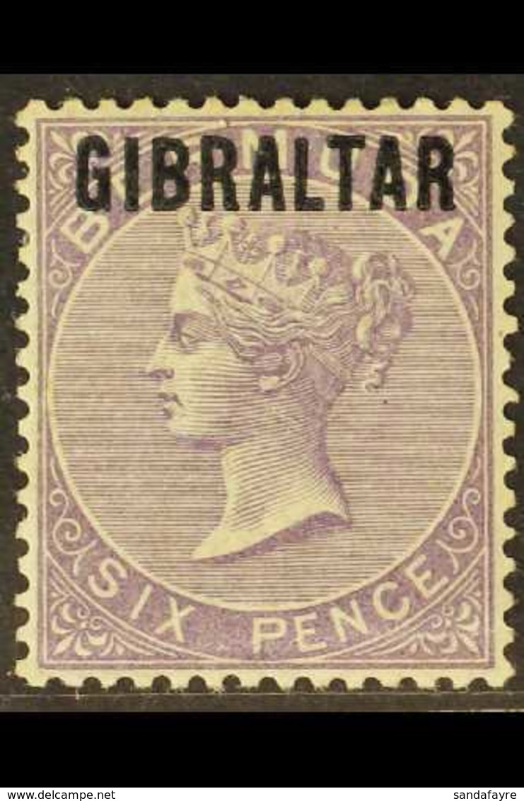 1886  6d Deep Lilac Overprinted, SG 6, Mint With Large Part Gum, Light Crease At Base, Fresh ! For More Images, Please V - Gibraltar