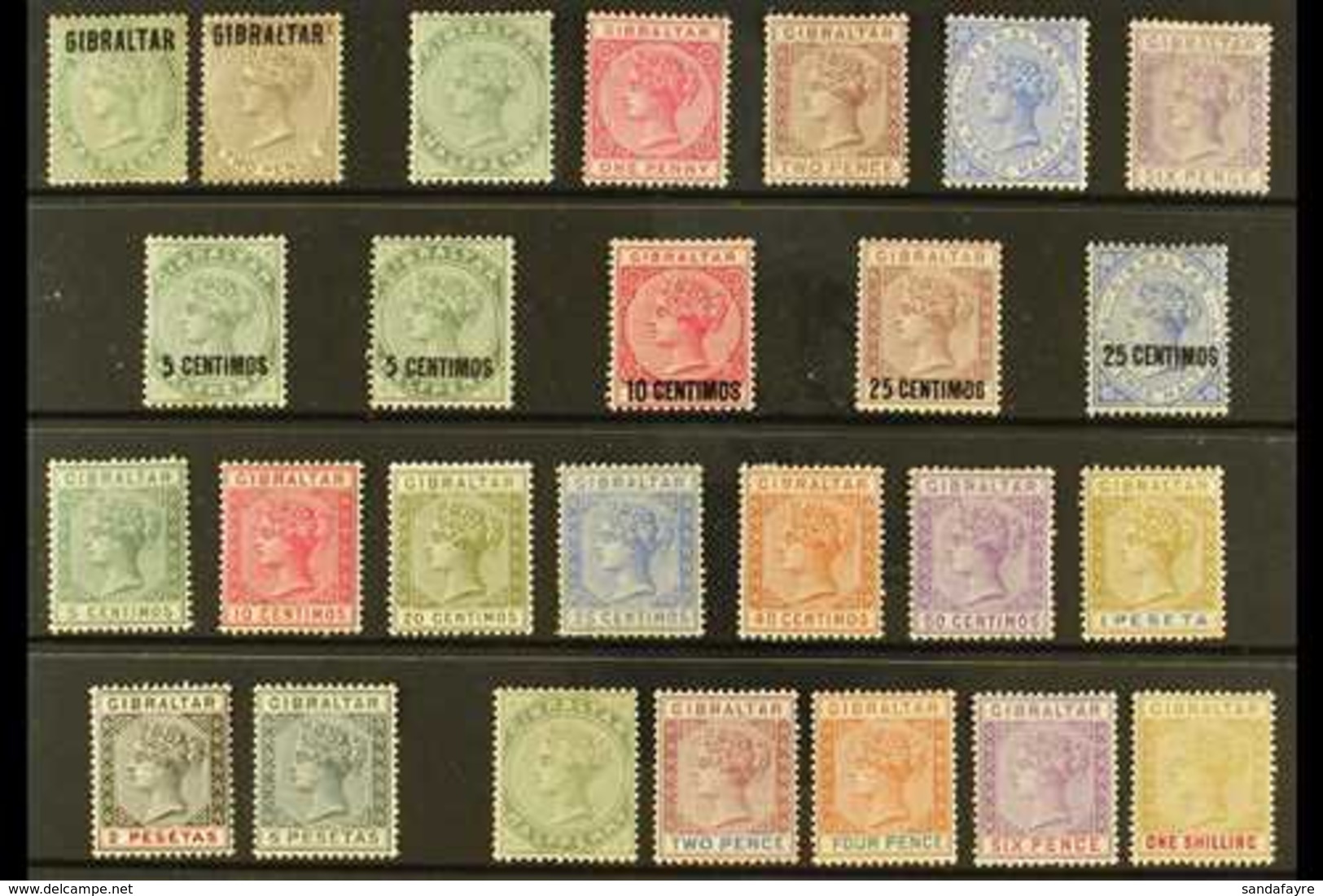 1886-1898 QV MINT SELECTION.  An ALL DIFFERENT Selection On A Stock Card That Includes 1886 "Gibraltar" Opt'd ½d & 2d, 1 - Gibraltar