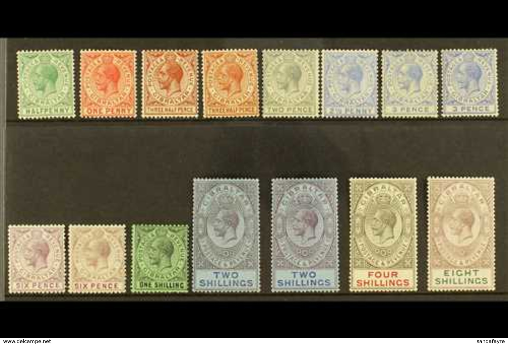 1921-27  KGV Multi Script CA Wmk Set With ALL Listed Shade Variants, SG 89/101, Fine Mint (15 Stamps) For More Images, P - Gibraltar