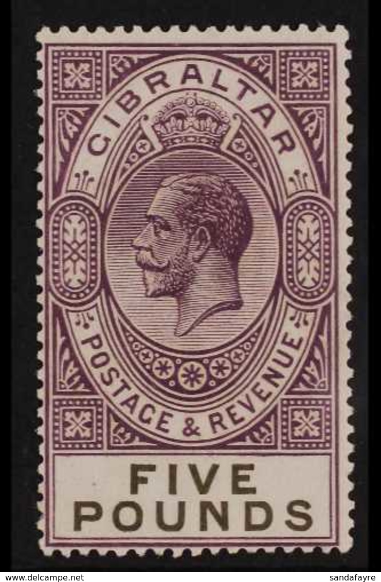 1925  £5 Violet And Black, SG 108, A Beautiful And Very Fine Mint Example Of This Classic Very High Value, Post Office F - Gibraltar