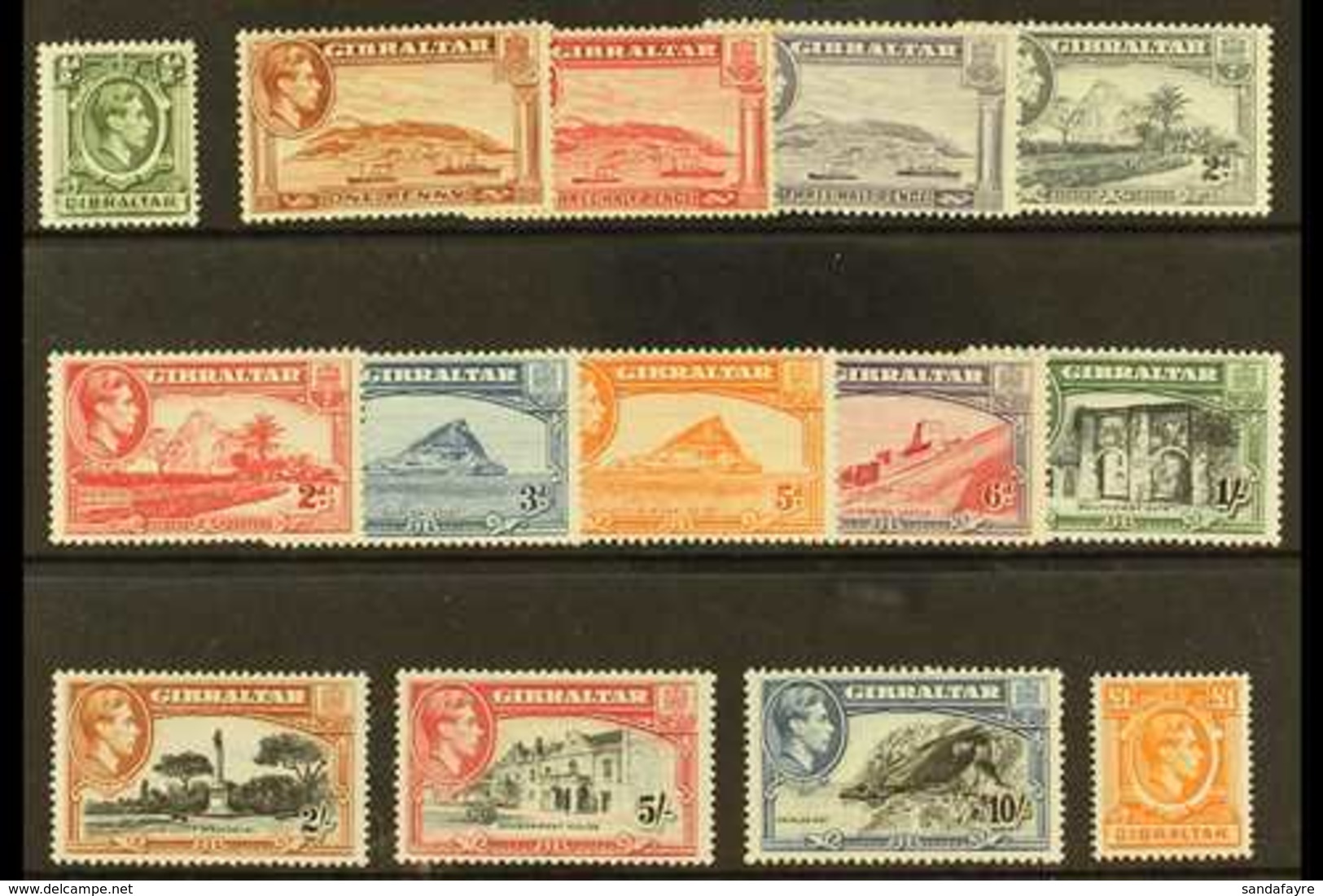 1938-51  Complete Definitive Set, SG 121/131, Very Fine Mint. (14 Stamps) For More Images, Please Visit Http://www.sanda - Gibraltar