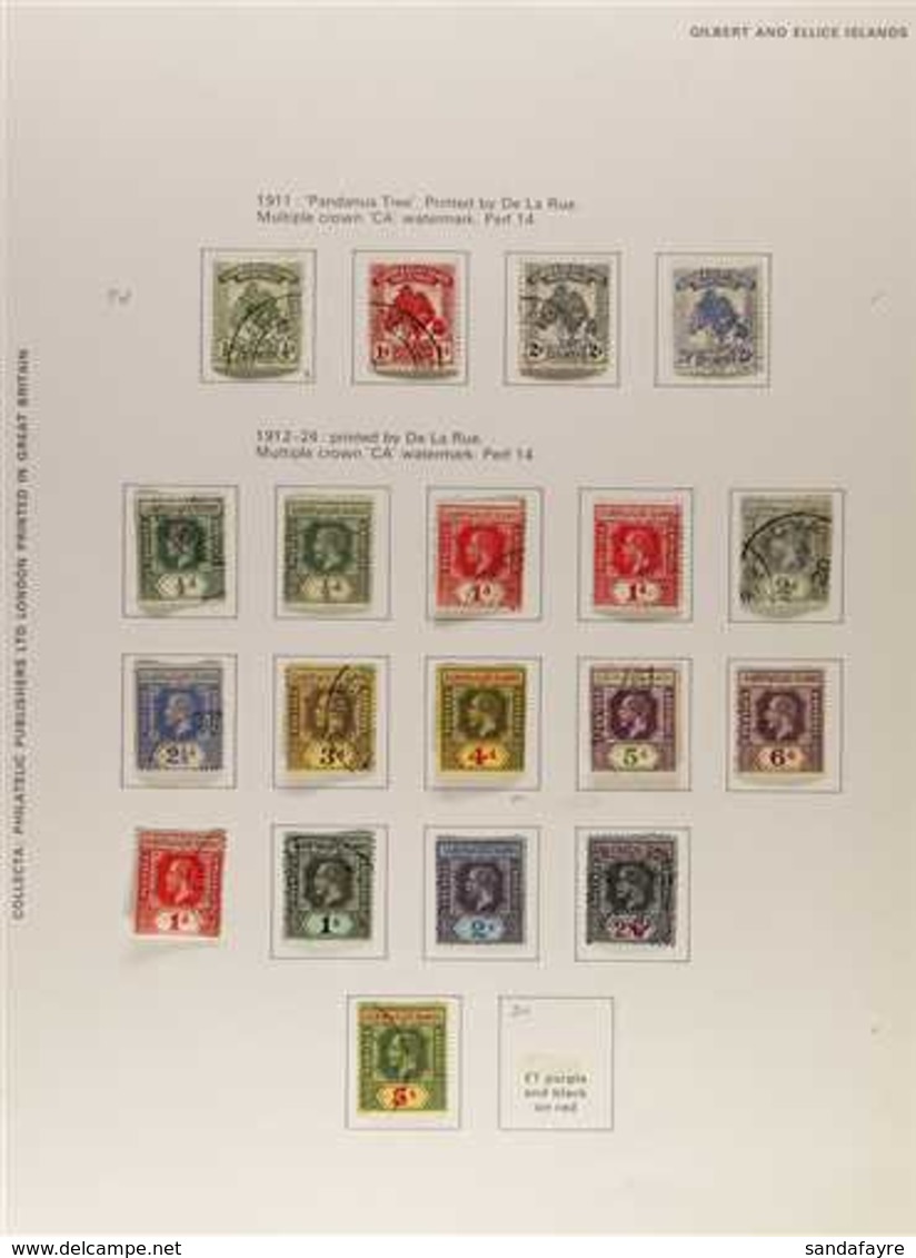 1911-36 KGV USED COLLECTION  Presented On Printed Pages That Includes The 1911 Pandanus Pines Set, 1912 Portrait Definit - Îles Gilbert Et Ellice (...-1979)