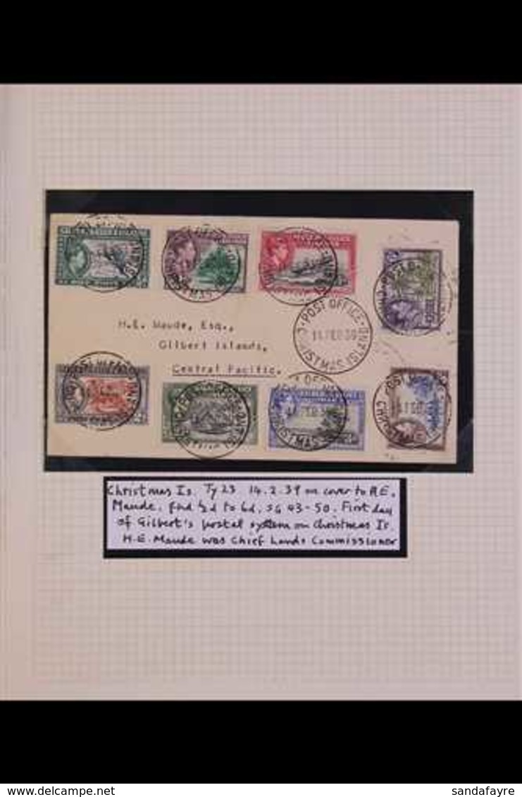 CHRISTMAS ISLAND  An Attractive Collection With 1939 Cover Bearing KGVI ½d To 6d Tied Fine Cds's, 1943 Cover With Single - Gilbert- En Ellice-eilanden (...-1979)
