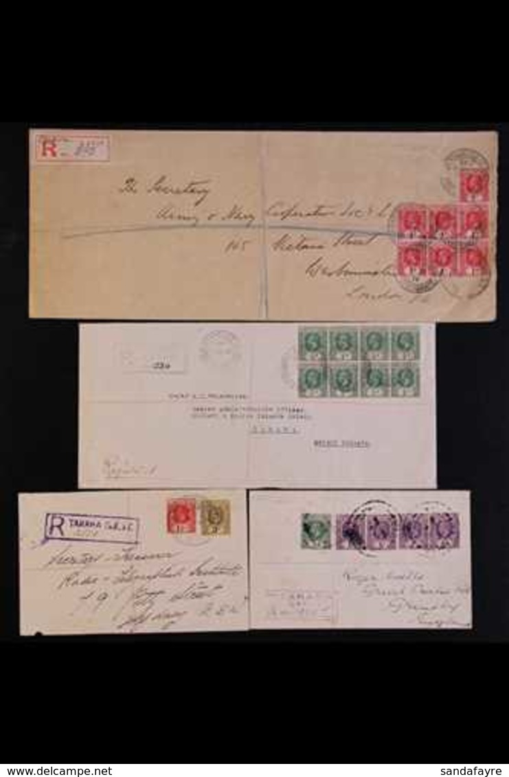 TARAWA  1914-40 Group Of KGV Franked Covers, With 1914 Bearing 1d X7 Registered To London With Manuscript Label, 1927 Be - Îles Gilbert Et Ellice (...-1979)