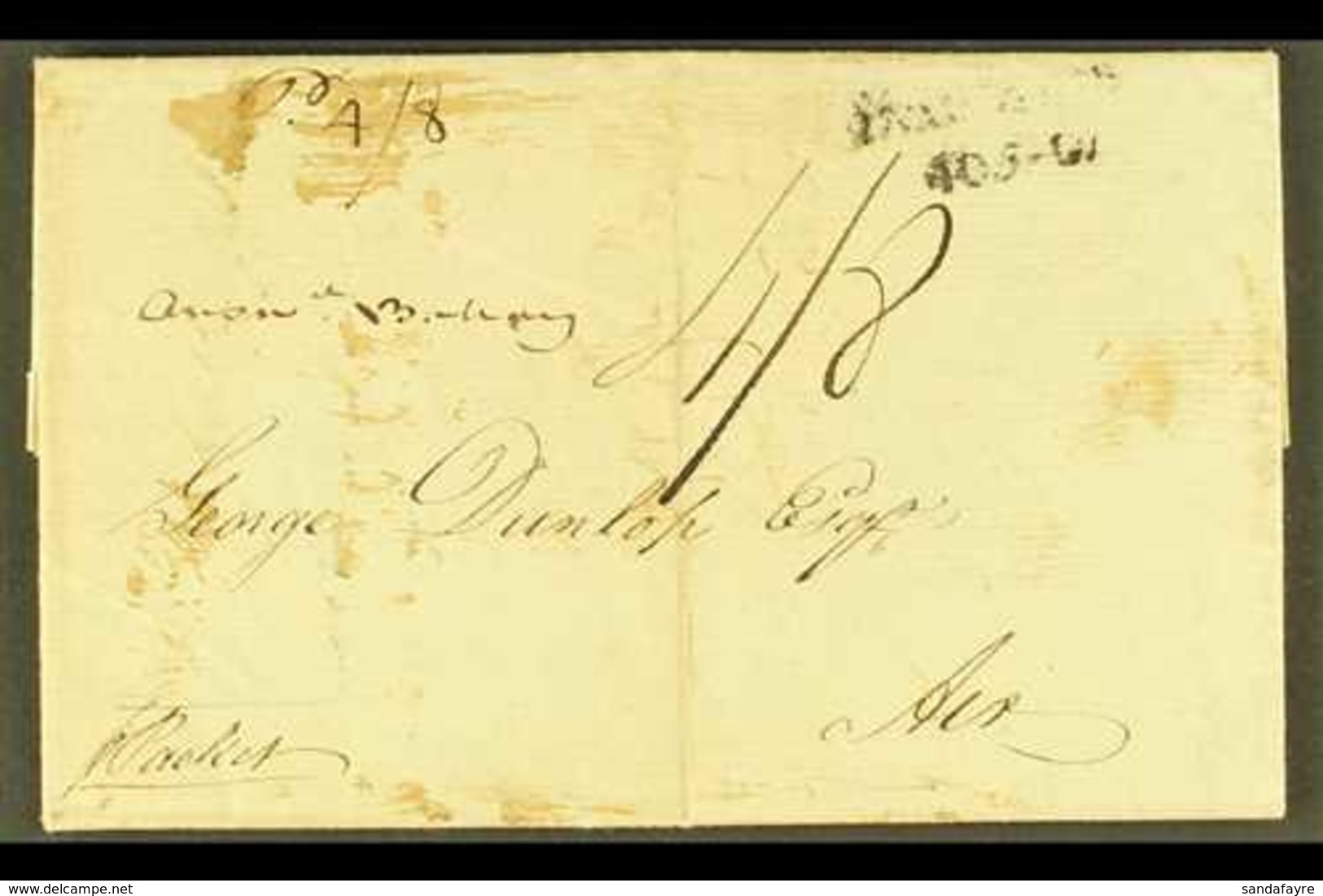 1812 ENTIRE TO SCOTLAND  1812 (4 FEB) Entire Letter Addressed To George Dunlop At Ayr, With Manuscript "4/8" Rate And En - Grenada (...-1974)