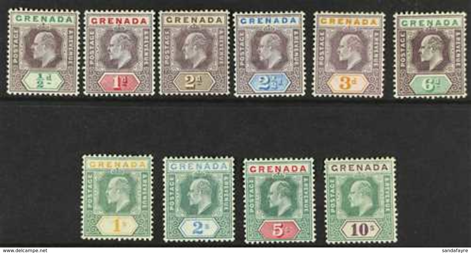 1902  Ed VII Set Complete, Wmk CA, SG 57/66, Fine To Very Fine Mint. (10 Stamps) For More Images, Please Visit Http://ww - Grenade (...-1974)