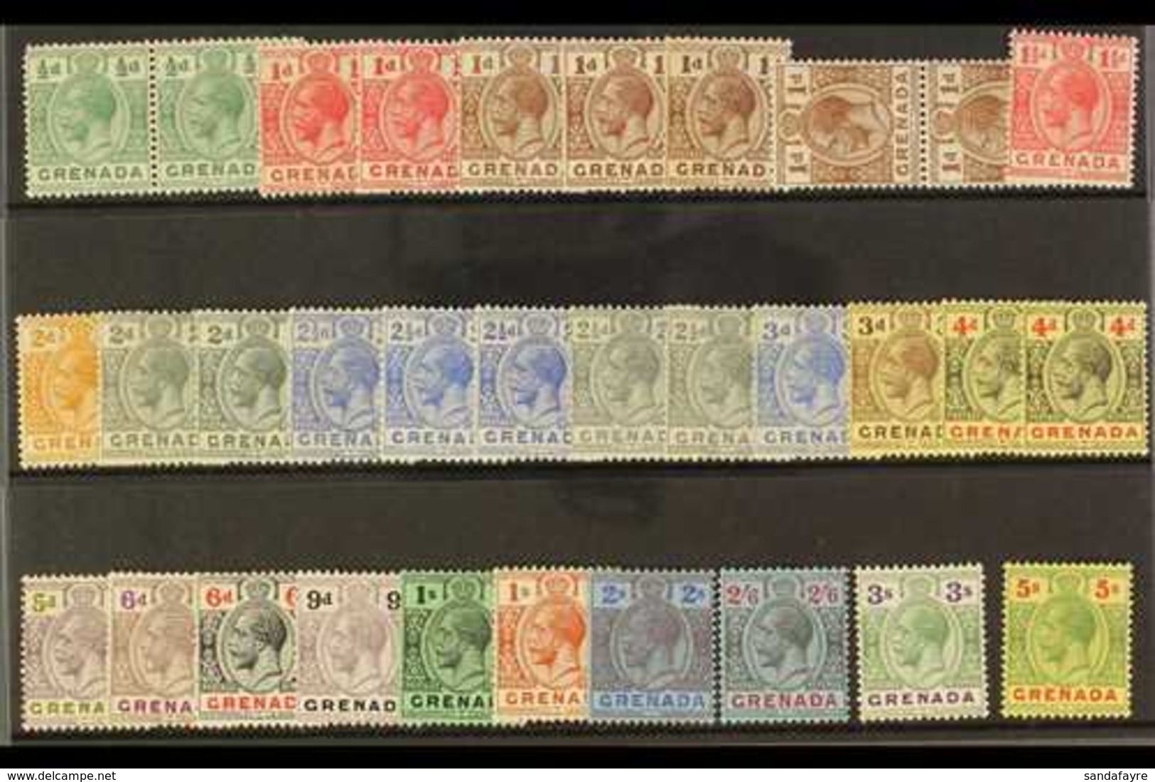 1921-31 MINT ACCUMULATION.  A Stock Card Filled With Script Watermark KGV Range Of Values To 5s (SG 112/133) With A Good - Grenada (...-1974)