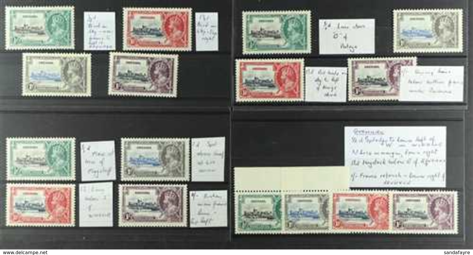1935  Silver Jubilee, SG 145/148, Four Complete Sets Showing Identified MINOR VARIETIES, Fine Mint. (16 Stamps) For More - Grenada (...-1974)