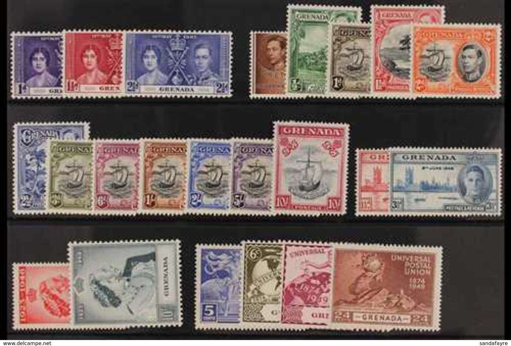 1937-1951 COMPLETE VERY FINE MINT COLLECTION  On Stock Cards, All Different, Includes 1938-50 Set, 1948 Wedding Set, 195 - Grenada (...-1974)