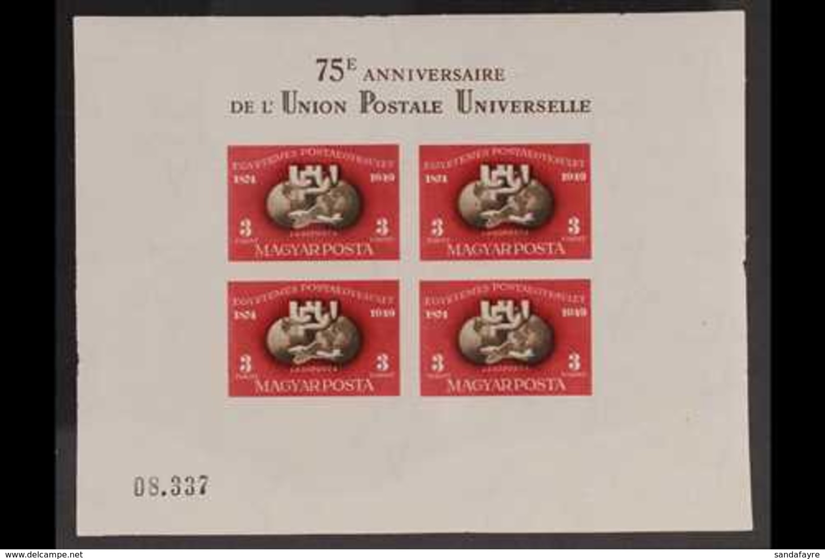 1949  UPU 75th Anniversary Imperf Miniature Sheet (Mi Block 18B, SG MS1072), Never Hinged Mint. For More Images, Please  - Andere & Zonder Classificatie