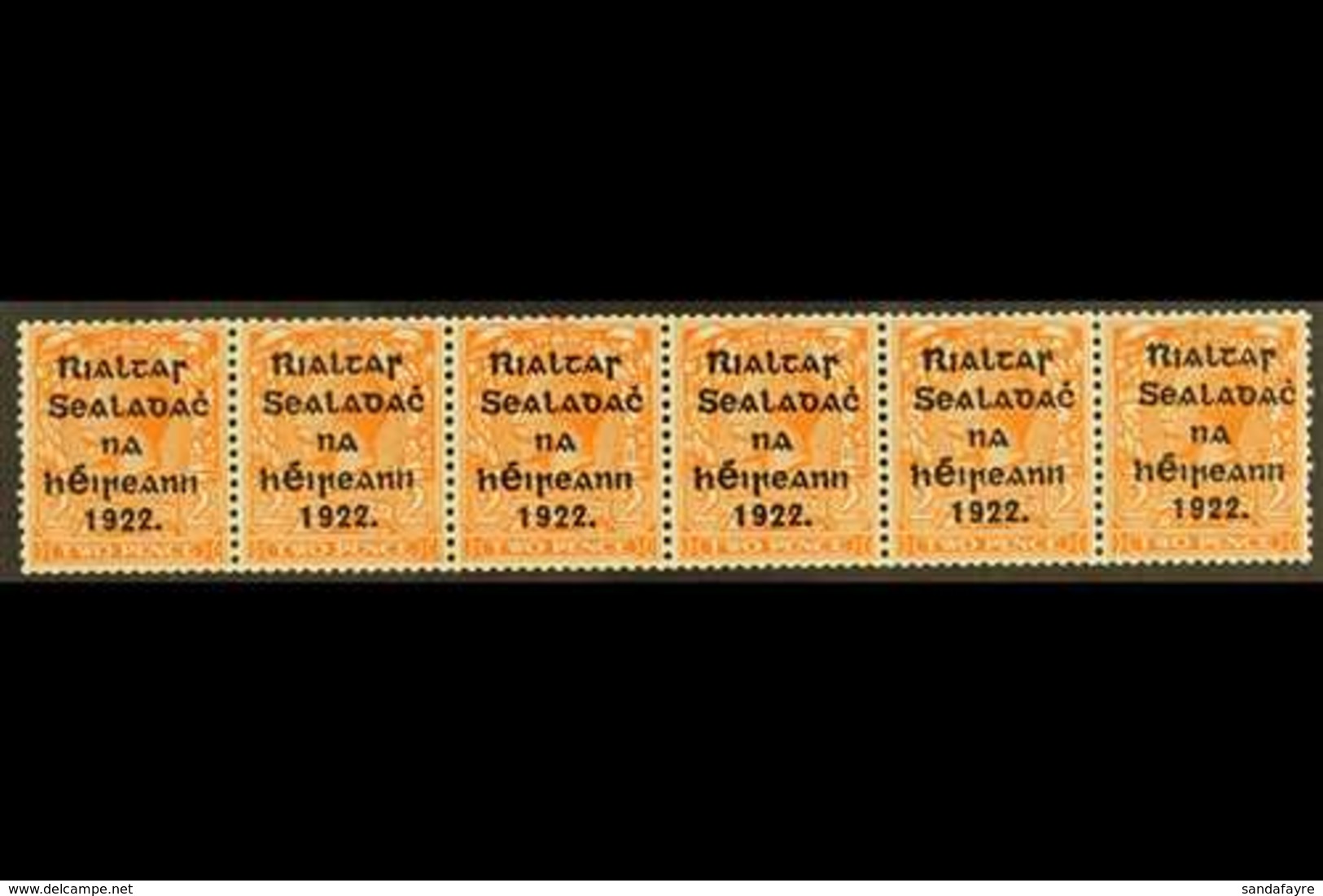 1922  Harrison 2d Orange Die II, SG 291, Horizontal Strip Of Six, Fine Mint With Four Nhm. For More Images, Please Visit - Andere & Zonder Classificatie