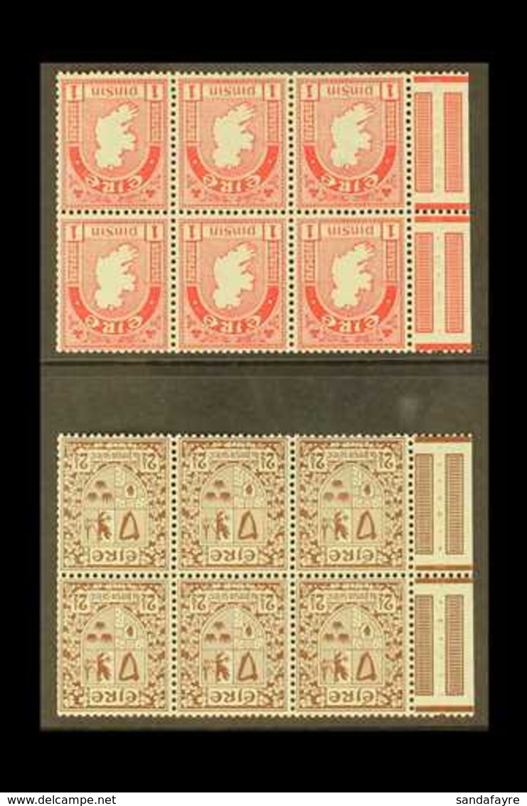 1940-68 MINT BOOKLET PANES  1d Carmine & 2½d Red Brown "INVERTED WATERMARK" Booklet Panes With Binding Margins (SG 112aw - Autres & Non Classés