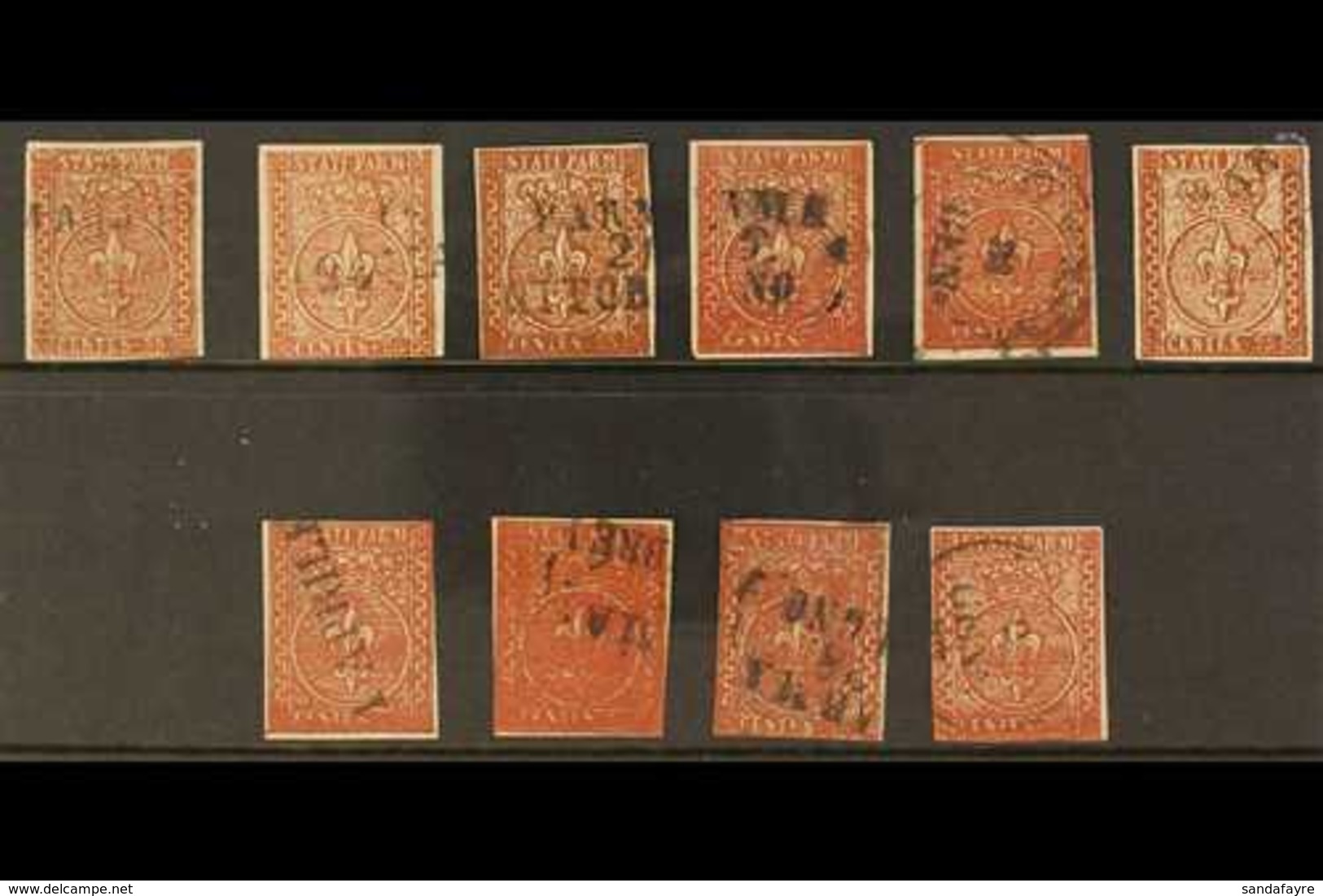PARMA  1853 25c Brown Red, Sass 8, Good To Fine Used Group Of Used Stamps, Some With Full Margins Showing A Range Of Min - Non Classés
