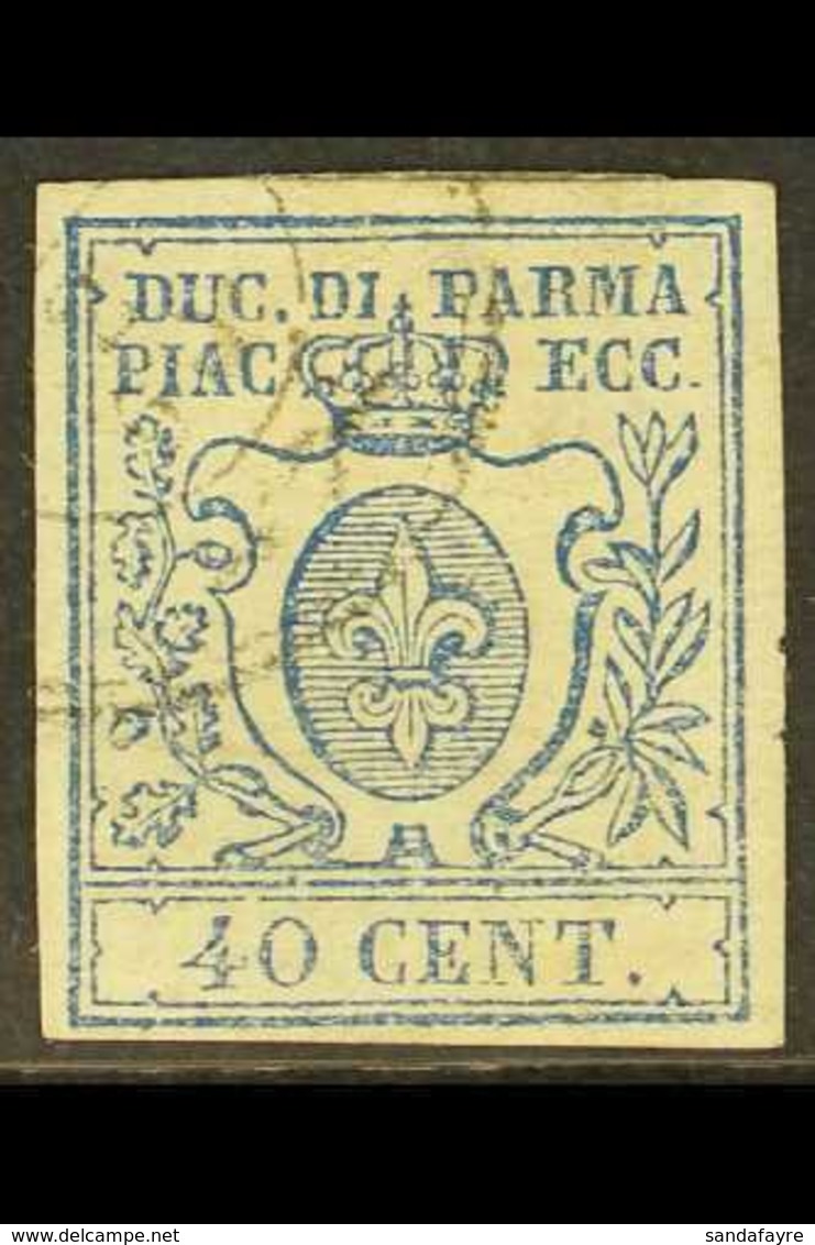 PARMA  1859 40c Blue, Imperf, SG 21, Fine Used, Four Margins, Pressed Horizontal Crease, SG Cat.£650. For More Images, P - Non Classés