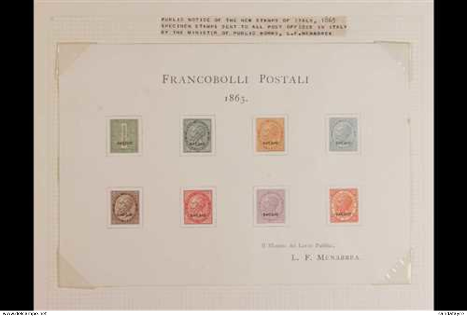 1863 SPECIALISED VICTOR EMANUEL II COLLECTION  Fabulous Collection Starting With The Menabrea Proof Sheet With The Compl - Non Classés