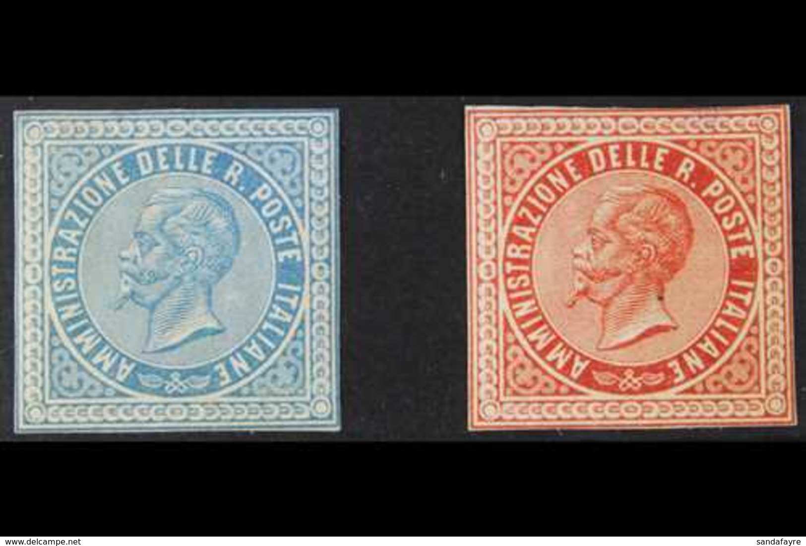 1864 PACKAGE SEAL ESSAYS  An Attractive Duo Of Small Format Square Package Seal Essays In Blue & Red. Lovely Condition ( - Zonder Classificatie