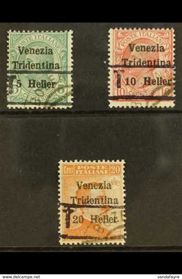 TRENTINO - ALTO ADIGE  1918 -19 Barred "T" Overprint Without Numerals, 5c On 5c, 10c On 10 And 20c On 20c, Sass BZ3/20-2 - Non Classés