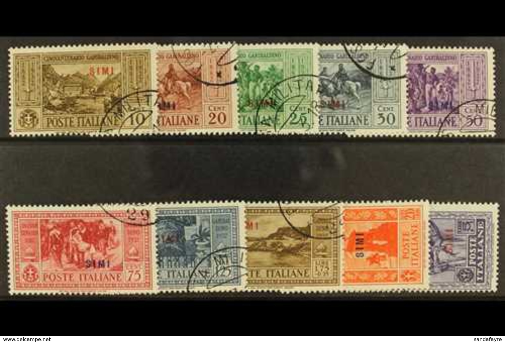 DODECANESE ISLANDS (SIMI)  1932 Garibaldi Complete Overprinted Set, SG 89/98 Or Sassone S. 81, Very Fine Used. (10 Stamp - Autres & Non Classés