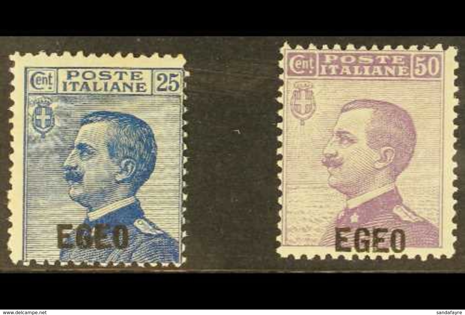 EGEO (DODECANESE ISLANDS)  1912 Overprints Complete Set (SG 1/2, Sassone 1/2), Fine Mint, Fresh. (2 Stamps) For More Ima - Autres & Non Classés