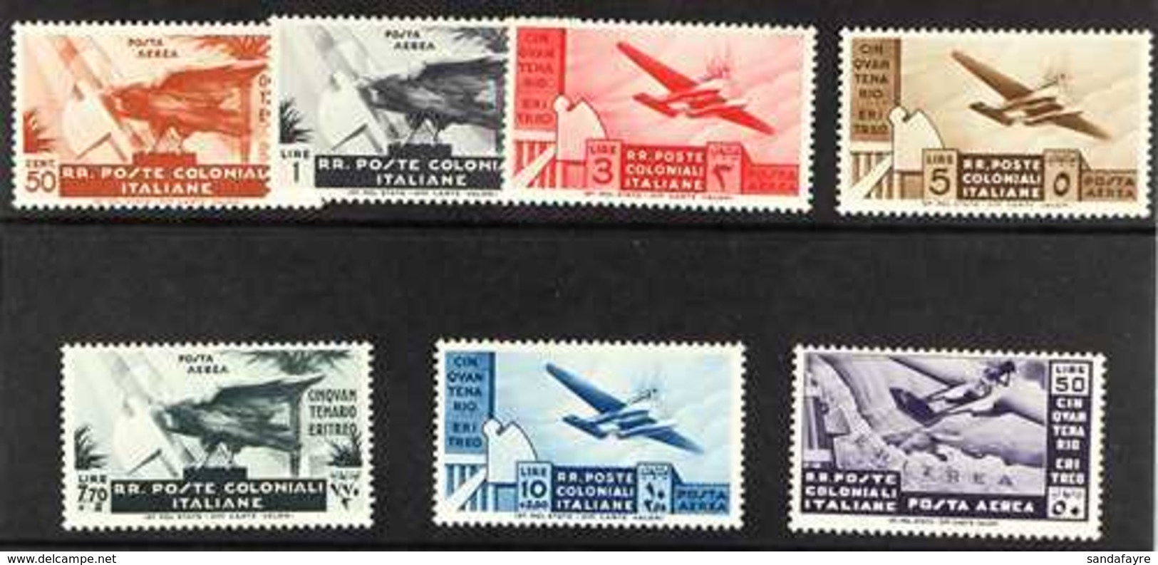 GENERAL ISSUES  1933 Foundation Of Eritrea Anniversary AIR Complete Set (Sass S. 15, SG 46/52) Very Fine Mint. (7 Stamps - Andere & Zonder Classificatie