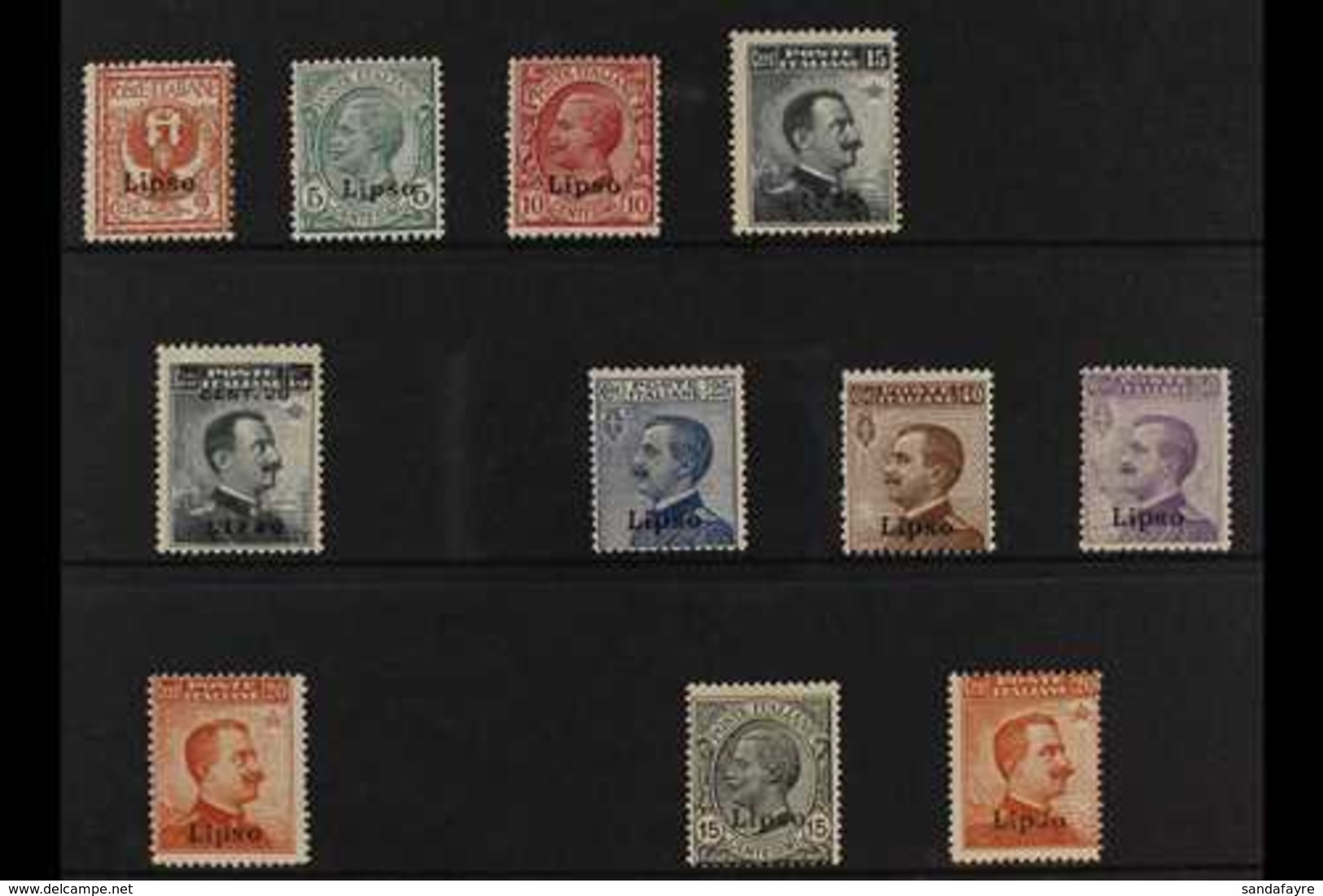 LIPSO (LISSO)  1912-1922 "Lipso" Local Overprints Complete Set (SG 3F/13F, Sassone 1/11), Fine Mint, very Fresh. (11 Sta - Andere & Zonder Classificatie