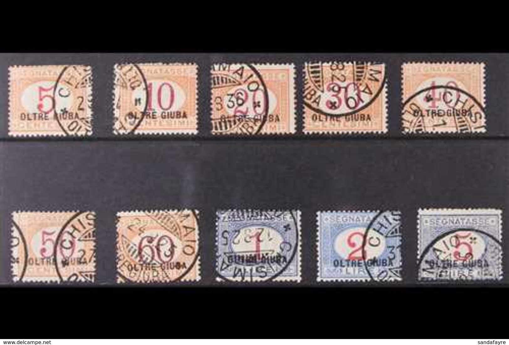 OLTRE GIUBA  POSTAGE DUES 1925 Set Complete, Sass S10, Superb Used. (10 Stamps) For More Images, Please Visit Http://www - Autres & Non Classés