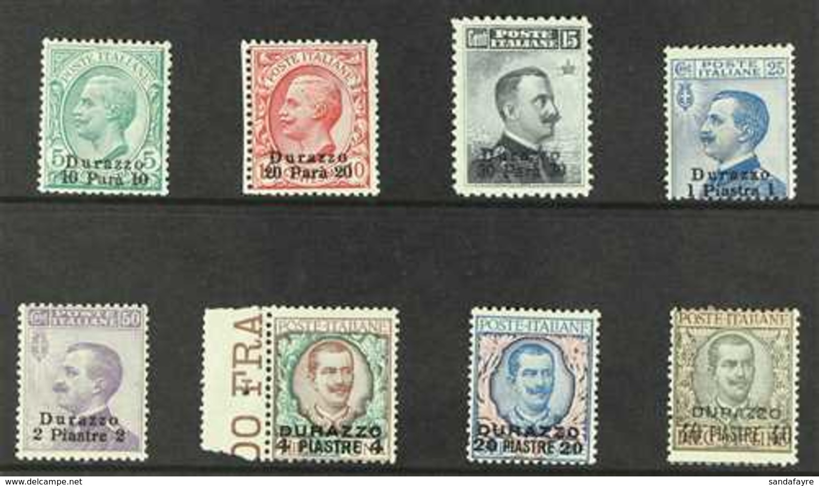 POST OFFICES IN LEVANT - DURAZZO  1909-11 "Durazzo" Surcharged Complete Set, Sass S19a, Fine Mint (8 Stamps) For More Im - Andere & Zonder Classificatie