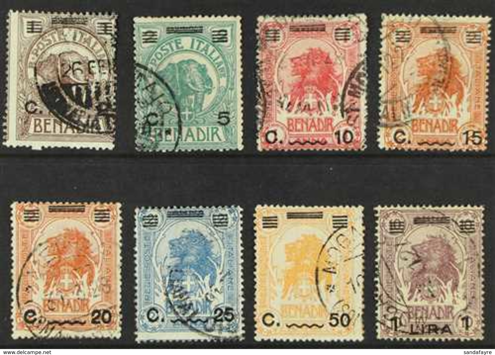 SOMALIA  1926 Surcharges Complete Set (Sassone 73/80, SG 68/75), Good To Fine Used. (8 Stamps) For More Images, Please V - Other & Unclassified
