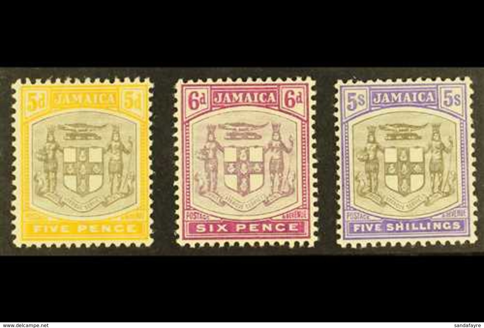 1905-11  5d, 6d And 5s "Arms", SG 43/45, Very Fine Mint. (3 Stamps)  For More Images, Please Visit Http://www.sandafayre - Jamaïque (...-1961)