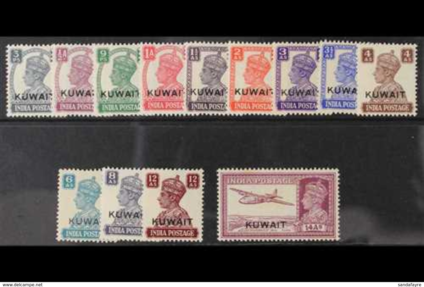 1945  Overprints On India (white Background) Complete Set, SG 52/63, Never Hinged Mint. (13 Stamps) For More Images, Ple - Koeweit