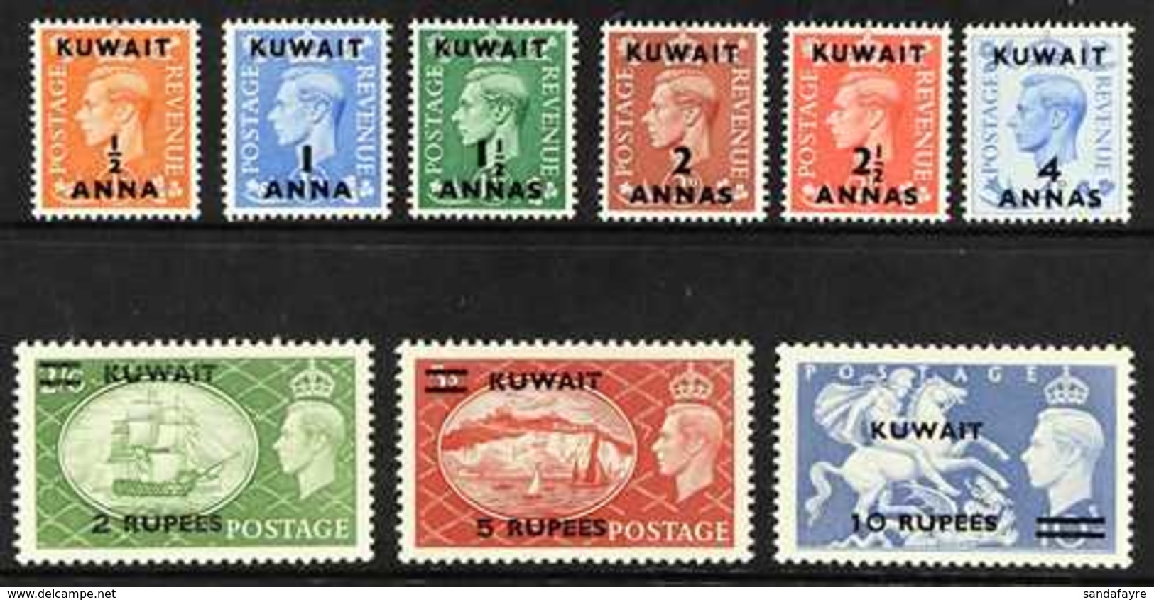 1950-55  Overprints Complete Set, SG 84/92, Superb Mint, Very Fresh. (9 Stamps) For More Images, Please Visit Http://www - Koeweit