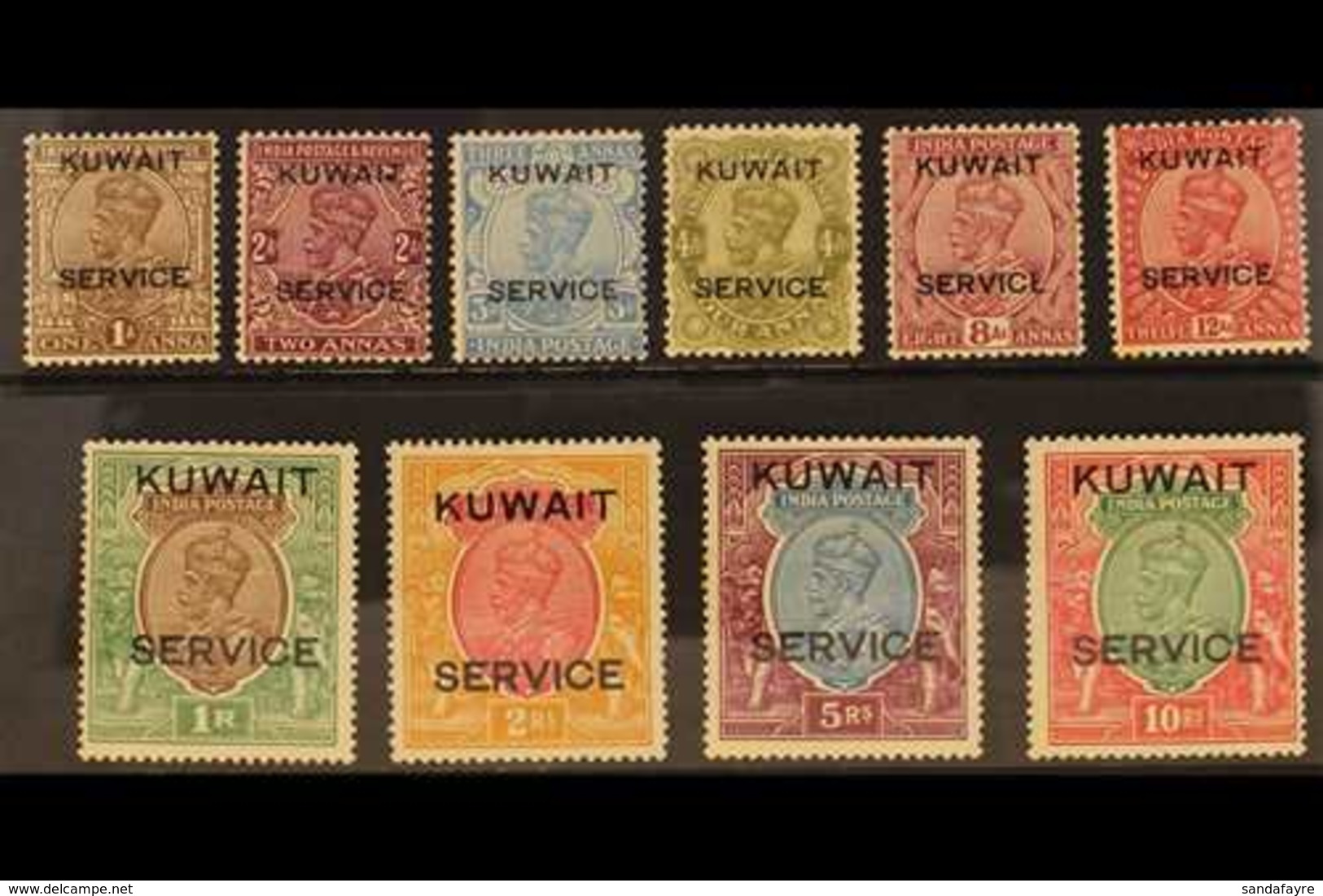 OFFICIALS  1929 - 33 Complete Set To 10r, Overprinted "Kuwait Service", SG O16/O26, Very Fine Mint. (10 Stamps) For More - Koweït