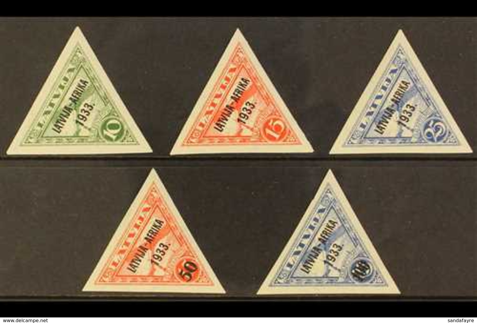 1933  "LATVIJA - AFRIKA" Riga - Bathurst Flight Air Charity Overprints Complete Set (Michel 220/24, SG 235/39), Fine Nev - Letland