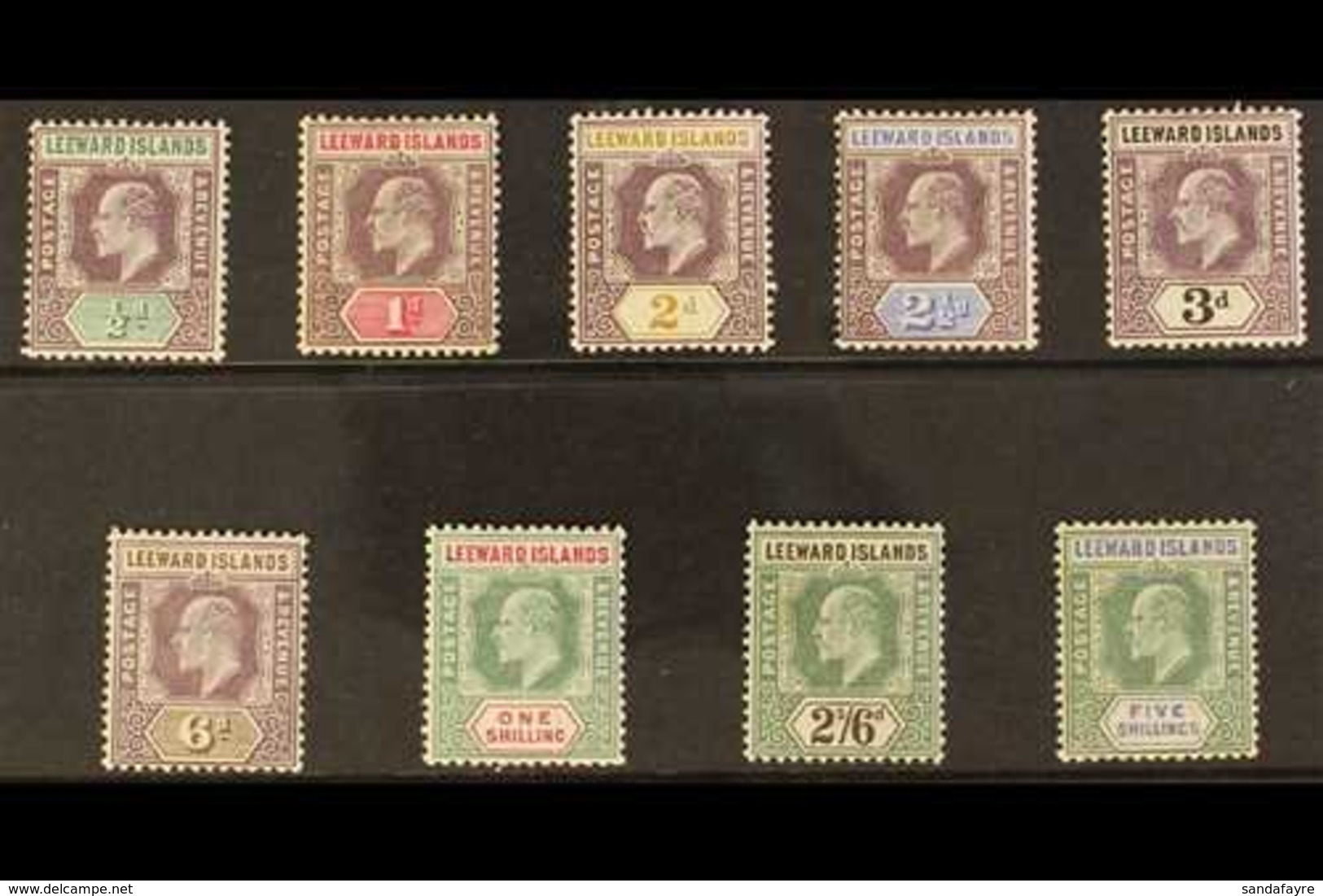 1902  KEVII (wmk Crown CA) Complete Set, SG 20/28, Very Fine Mint, Extremely Lightly Hinged. (9 Stamps) For More Images, - Leeward  Islands