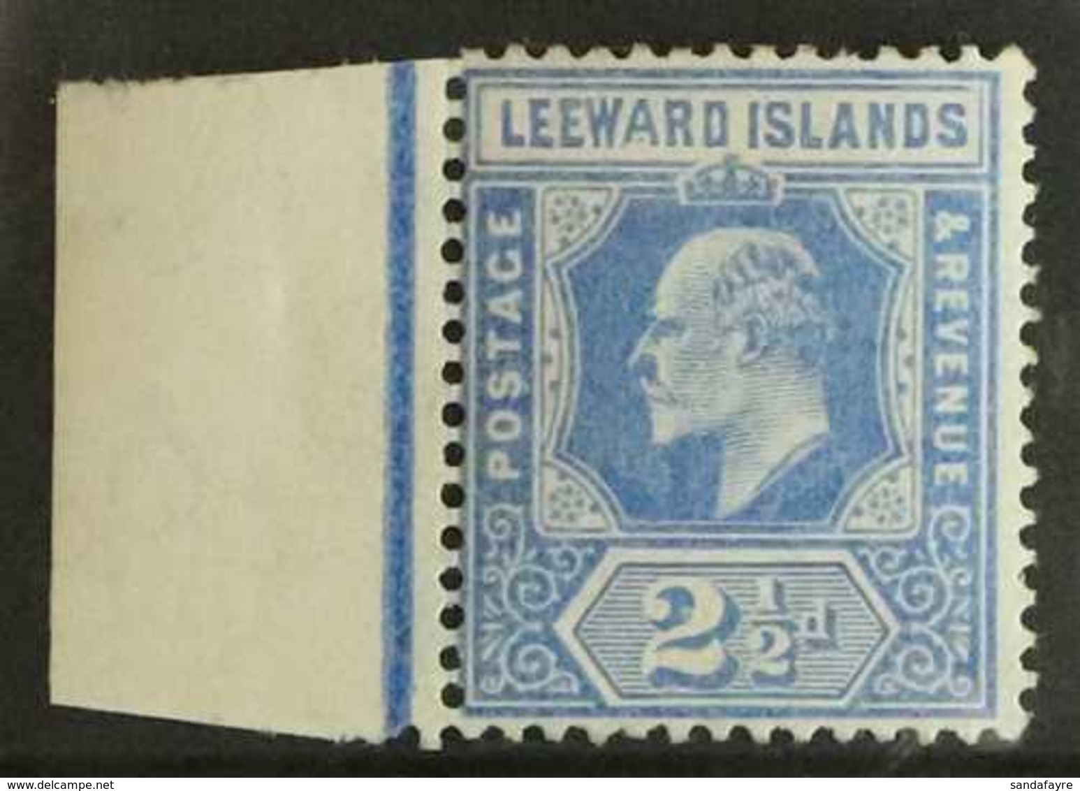 1907-11  2½d Bright Blue, Wide "A" Variety, SG 40a, Left Marginal Example (row 6/1), Superb Never Hinged Mint, Rare Thus - Leeward  Islands