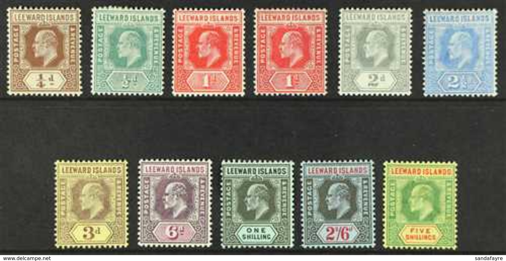 1907-11  Complete New Colours Set, SG 36/45, Plus 1d Rose-carmine Shade, Very Fine Mint. (11 Stamps) For More Images, Pl - Leeward  Islands