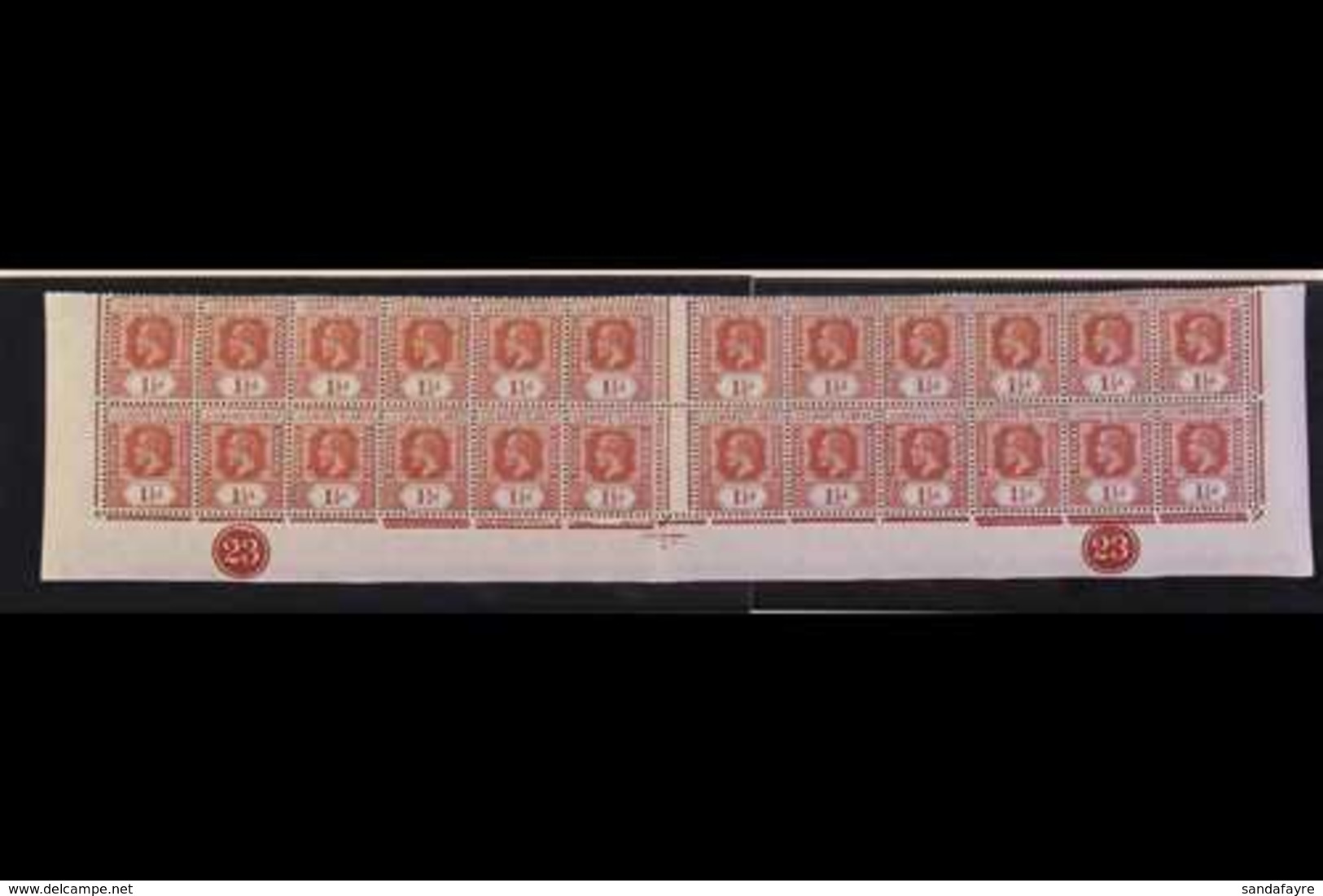 1929  1½d Red- Brown Wmk Mult Script CA (SG 64) LOWER SHEET PORTION Of 24 Stamps Being The Lower Two Rows Bearing Two Pl - Leeward  Islands