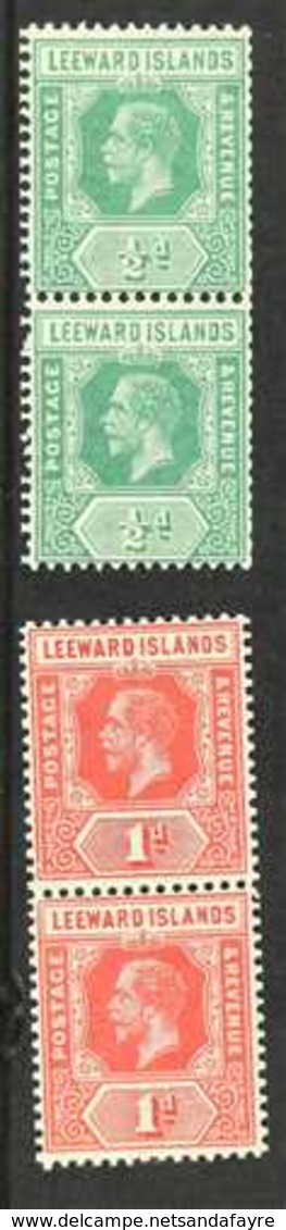 1931-32  ½d And 1d Die I, SG 82/83, Vertical Coil Pairs, Very Fine Mint. (2 Pairs) For More Images, Please Visit Http:// - Leeward  Islands