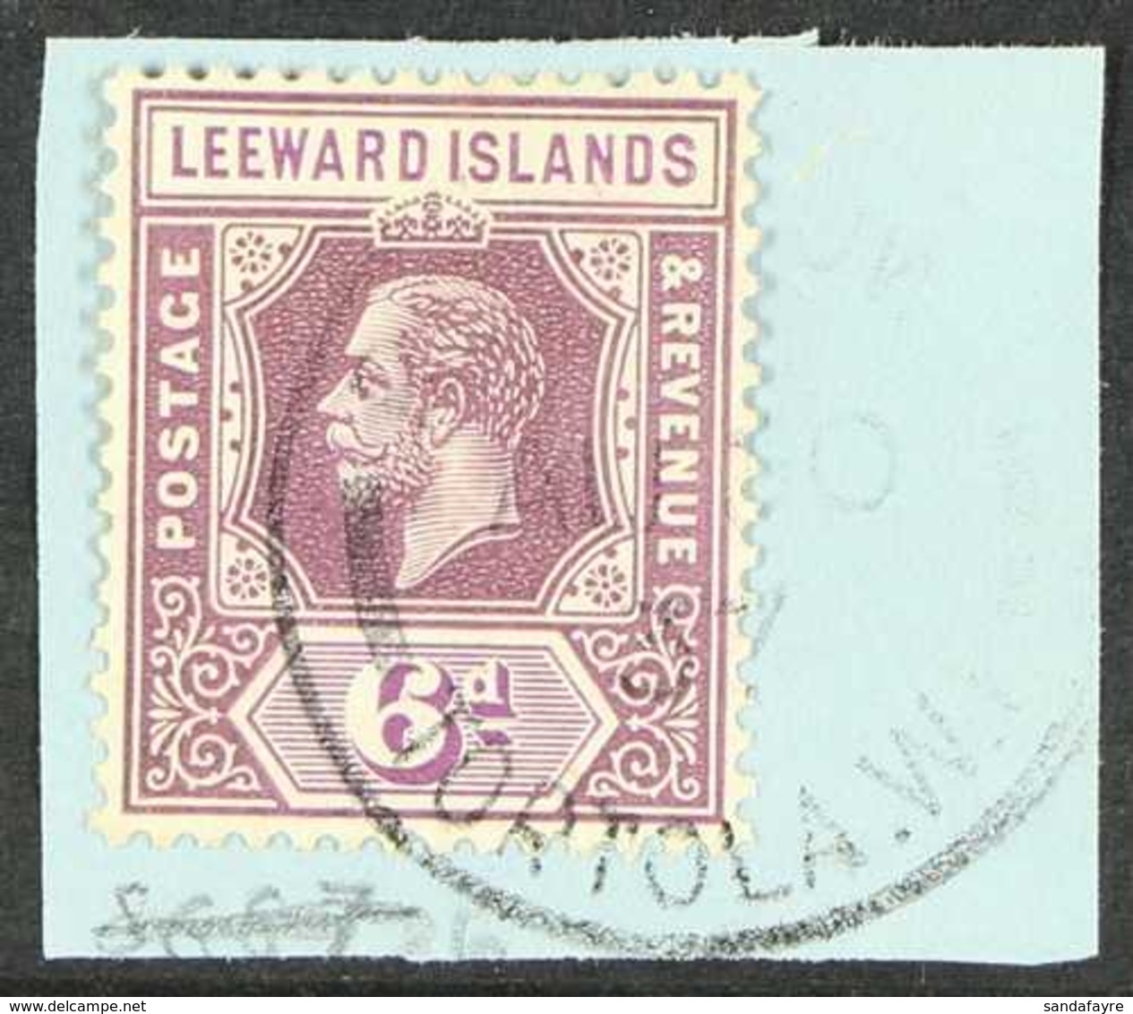 1931-32  6d Dull And Bright Purple, Die I, SG 86, On A Piece With Neat Road Town Tortola Cds. For More Images, Please Vi - Leeward  Islands